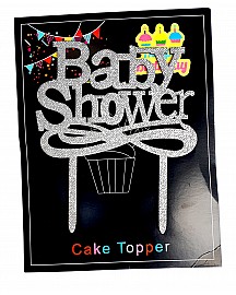 Baby Shower Cake Topper for cake decorating - Silver 