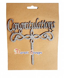 Congratulations Cake Topper For Cake Decorating - Silver