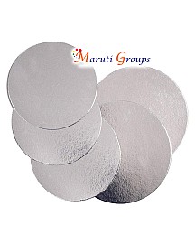 6pc Flat Cake Board - 35cm - Round Silver