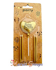 Happy Birthday Heart Candle for Cake Decorating - Gold