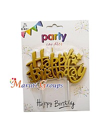 Happy Birthday Candle for Cake Decorating - Gold