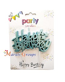 Happy Birthday Candle for Cake Decorating - Blue