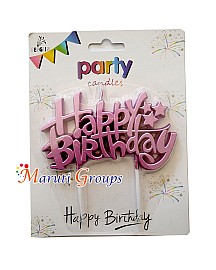 Happy Birthday Candle for Cake Decorating - Pink