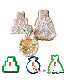 Wedding Dress, Cake & Ring cookie cutter