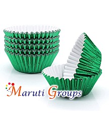 100 Pieces Foil Cupcake Liners Baking Cups Muffin Tins Treat Cups Foil Metallic Cupcake Liners for Weddings,Birthdays,Baby Showers - Green Size : 10.5cm