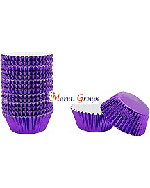 100 Pieces Foil Cupcake Liners Baking Cups Muffin Tins Treat Cups Foil Metallic Cupcake Liners for Weddings,Birthdays,Baby Showers - Purple Size : 10.5cm