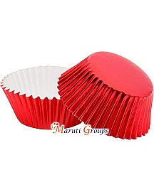 100 Pieces Foil Cupcake Liners Baking Cups Muffin Tins Treat Cups Foil Metallic Cupcake Liners for Weddings,Birthdays,Baby Showers - Red Size : 10.5cm