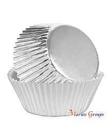 40 Pieces Foil Cupcake Liners Baking Cups Muffin Tins Treat Cups Foil Metallic Cupcake Liners for Weddings,Birthdays,Baby Showers - Silver Size : 5.5cm