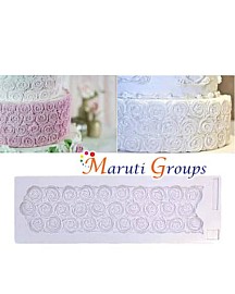 Big Piped Swirl Border / Rose Silicone Mould