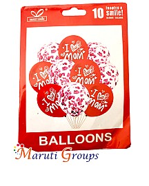 10pc I love you Mom / Happy Mothers Day / Heart Balloon 