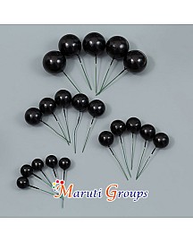 Faux Balls Cake Topper Set For Cake Decorating -Black- 12pc