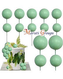 Faux Balls Cake Topper Set For Cake Decorating - Light Green- 12pc