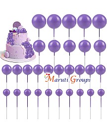 Faux Balls Cake Topper Set For Cake Decorating - Purple -20pc