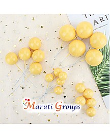 Faux Balls Cake Topper Set For Cake Decorating - Yellow - 20pc