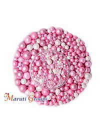 Dragees Baby Pink And White / Baby Shower Glitter Sprinkles - 100g - Pearl Balls - Colours: Pink and White