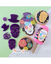 Day of Dead elements Biscuit Stamp Cookie Cutter & Embosser /  DIY Stamp Size : 23cm x 13cm