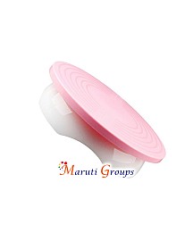 Cake Stand 27.8x7.2cm With Rotating Turntable White & Pink 