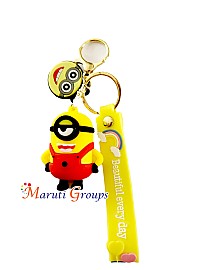 Minions - 3D Keyring - Approx Big Size : 5cm x 5cm Color : Red , Design 1