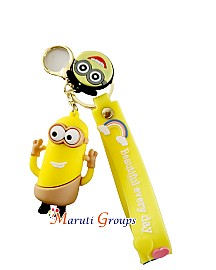 Minions (caveman) - 3D Keyring - Approx Big Size : 5cm x 5cm Color : Brown , Design 3