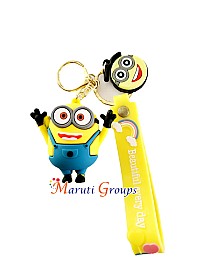 Minions - 3D Keyring - Approx Big Size : 5cm x 5cm Color : Blue , Design 4