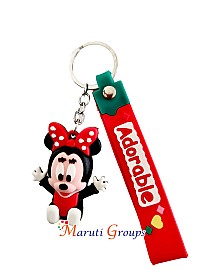 Baby Minnie Mouse Keyring - Baby Black Color - Approx Big Size : 5.3cm x 4cm - 3D Keyring