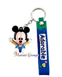 Baby Mickey Mouse Keyring - Baby Blue Color - Approx Small Size : 5.3cm x 4cm - 3D Keyring