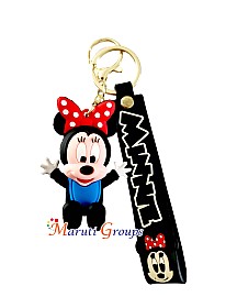 Baby Minnie Mouse Keyring - Baby Black Color - Approx Big Size : 7cm x 5cm- 3D Keyring