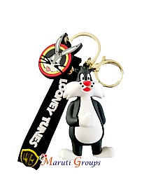 Looney Tunes Cartoons -Sylvester Keyring - Color - Black and White - 3D Keyring