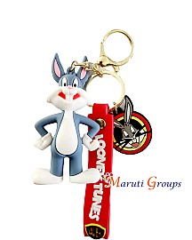 Looney Tunes Cartoons - Bugs Bunny Keyring - Color - Grey and White - 3D Keyring