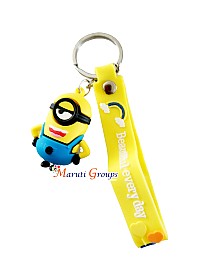 Minions - 3D Keyring - Approx Small Size : 4 cm x 4cm Color : Blue and Yellow , Design 2