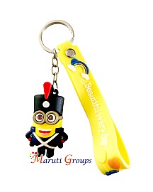 Minions (Amy) - 3D Keyring - Approx Small Size : 4 cm x 4cm Color : Blue , Design 1