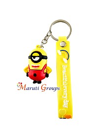 Minions - 3D Keyring - Approx Small Size : 4 cm x 4cm Color : Red and Yellow , Design 4