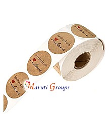 500pcs 1Inch/1.5 Inch Kraft Handmade with Love Stickers Roll Baking Stickers Self-Adhesive Stickers Labels Roll Decor Tags for Baking Packages