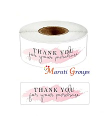 120pcs/roll Kraft Paper Thank You Stickers Labels rectangle Sealing Stickers for Small Bsuiness Packages Gifts Bags Wedding decor