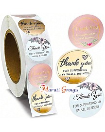 500pcs/roll Thank you Stickers / Floral Baking Gift Decorative Sticker With “thanks For Supporting My Small Business” Message