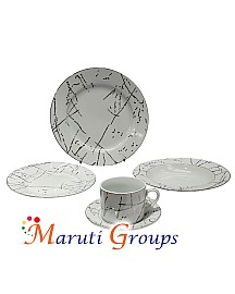 47 Piece Silver Rim And Silver Pattern Dinner Set - 15kg