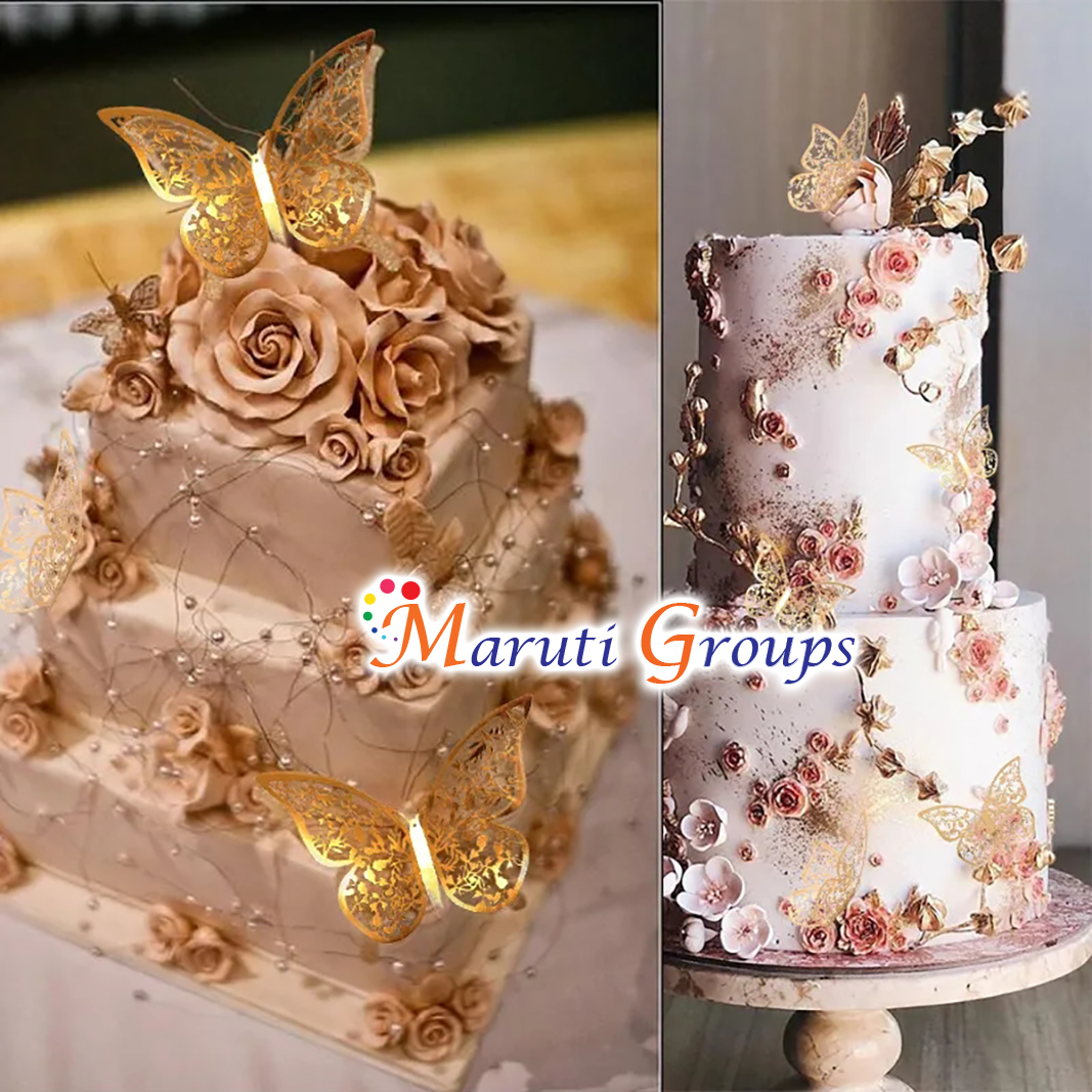 Rose Gold Butterfly Cake Toppers 